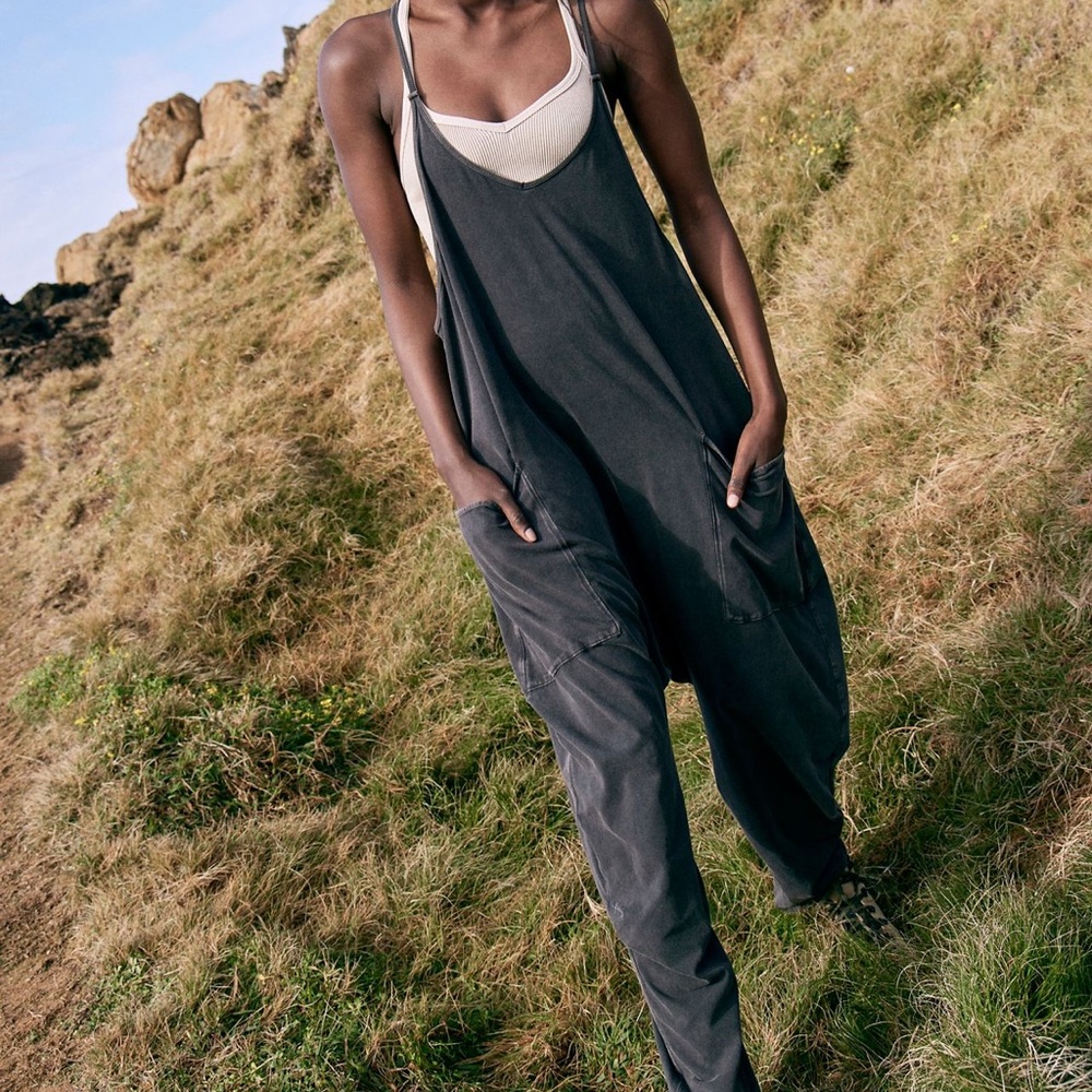 Free People Hot shot Onezie washed black